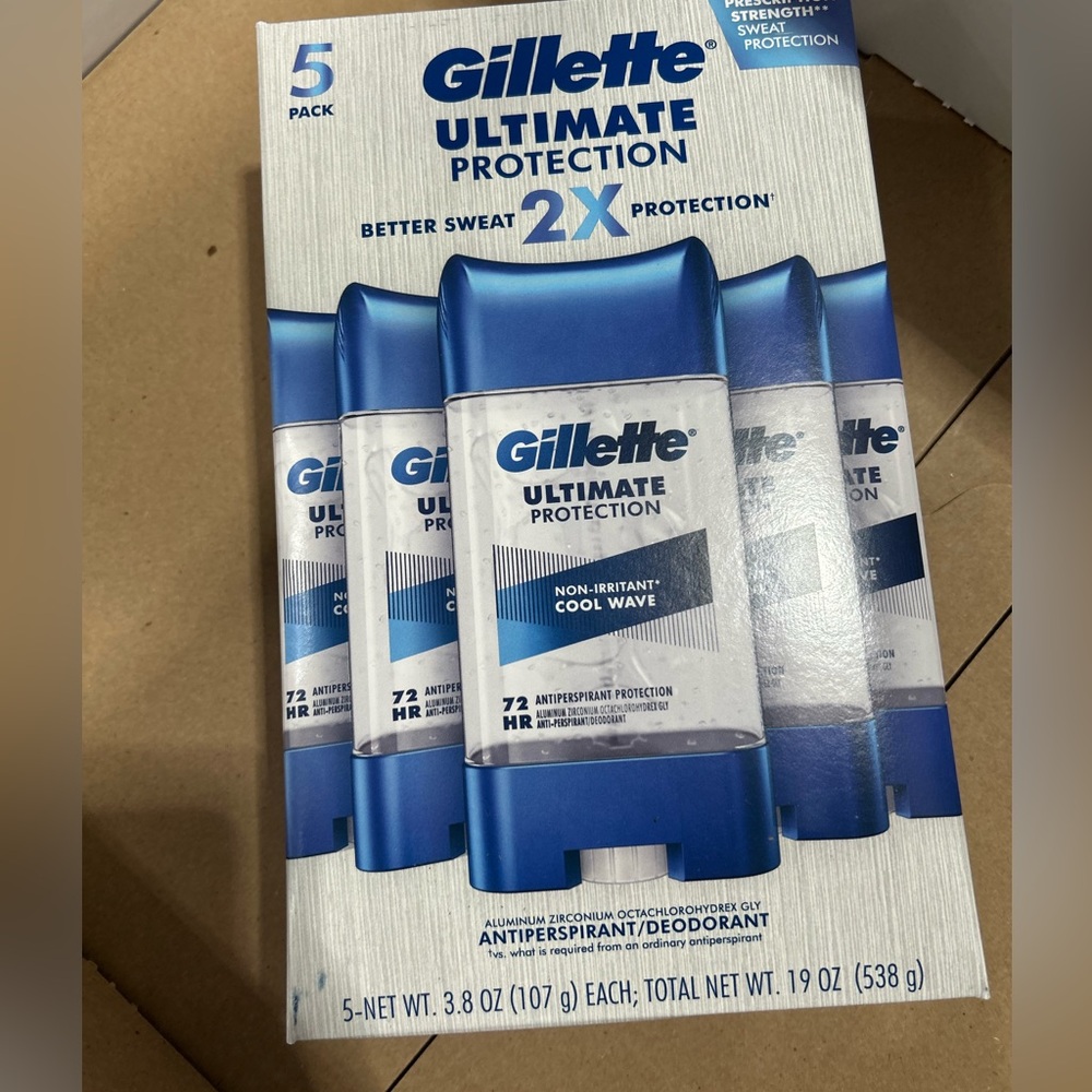 NEW Gillette Ultimate 2x Protection Deodorant 5 Pack Non-Irritant Cool wave